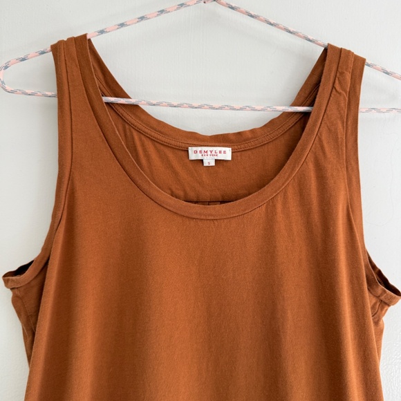 Demylee pima cotton jersey tank with pleated back detail in Sienna size S - Picture 3 of 4